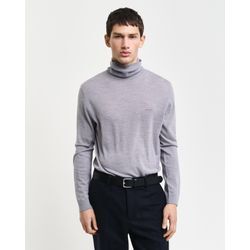 Rollkragenpullover GANT "EXTRAFINE MERINO WOOL TURTLENECK" Gr. L, grau (grau melange), Herren, Strick, Obermaterial: 100% Wolle, Pullover