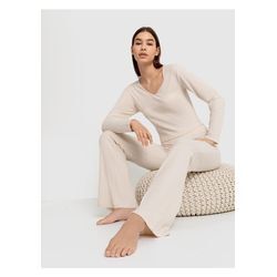 LSCN BY LASCANA Pyjama braun Gr. 44/46 für Damen. Mit tiefer V-Ausschnitt. Eng