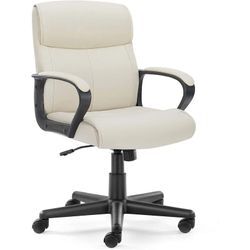 Bürostuhl, Pu-Leder Office Chair, Drehstuhl mit 360° Drehbaren Rollen und Lendenwirbelstütze, Schreibtisch Stuhl, Chefsessel Geeignet für Büros,