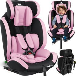 Autokindersitz Premium Kinderautositz Gruppe 1+2+3, 9-36 kg 5-Punkt-Sicherheitsgurt Autositz Kindersitz Einstellbare Kopfstütze Mitwachsend Rosa