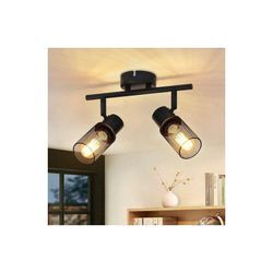 Deckenleuchte 2 Flammig Deckenstrahler Schwarz - Deckenlampe Spot Metall Industrial Schwenkbar 330°E27 led für Flur Gang Wohnzimmer Schlafzimmer