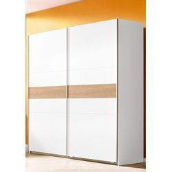 Schwebetürenschrank RAUCH "Kleiderschrank Schrank Garderobe Kinderzimmerschrank NOOSA", weiß (alpinweiß, eiche sonoma hell), B:175cm H:191cm T:59cm, Holzwerkstoff, Schränke, mit Bauchbinde in Absetzfarbe sowie Metallgriffleisten MADE IN GERMANY