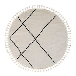 Teppich Moroccan Hideaway, 140 cm x 140 cm, Farbe weiß, rund, Florhöhe 19mm