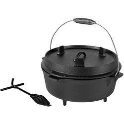 Dutch Oven Feuerkessel Gusseisen Kessel Bräter Camping Grillpfanne bbq 5,7 Liter