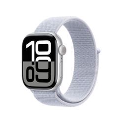 Apple Watch Series 10 Aluminiumgehäuse GPS 42mm Silber (Sport Loop blaue Wolke)