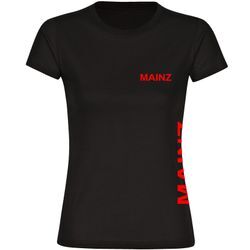 multifanshop Damen T-Shirt - Mainz - Brust & Seite - Druck rot - Frauen