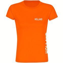 multifanshop® Damen T-Shirt - Holland - Brust & Seite - Druck weiß