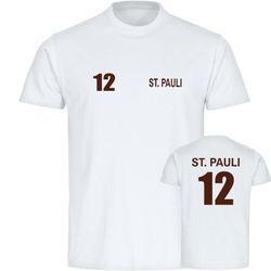 multifanshop Herren T-Shirt - St. Pauli - Trikot Nummer 12 - Druck braun - Männer