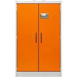 Cemo Sicherheitsschrank Typ 90 PROline 12/20, selbstschließende Türen, B 1200 x T 600 x H 1950 mm, 66 Liter, grau/orange