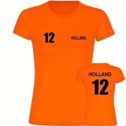 multifanshop Damen T-Shirt - Holland - Trikot Nummer 12 - Druck schwarz - Frauen