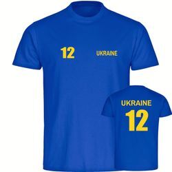 multifanshop Herren T-Shirt - Ukraine - Trikot Nummer 12 - Druck gelb - Männer