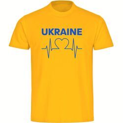 multifanshop Kinder T-Shirt - Ukraine - Herzschlag - Druck blau - Kind