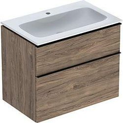 Geberit iCon Möbel-Waschtischset 502332JR1 75x63x48cm, weiß/KeraTect, nussbaum/Griff lava matt