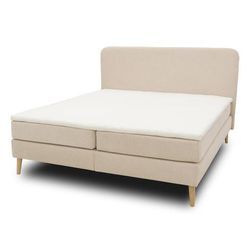 Domo Boxspringbett mit festem Kopfteil - Beige