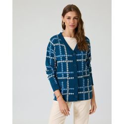 Strick-Cardigan mit Hahnentritt-Jacquard