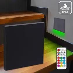 LED Treppenleuchte IP44 eckig schwarz - Lichtfarbe: RGB Warmweiß 3W - Lichtaustr...