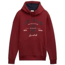 TOM TAILOR Herren Hoodie Sweatshirt mit Logo-Print, rot, Logo Print, Gr. S