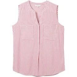 TOM TAILOR Damen Gestreifte ärmellose Bluse, rosa, Streifenmuster, Gr. 46