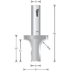 Abrund-Formatfräser S=12 D18/12 x 72 mm - R=3