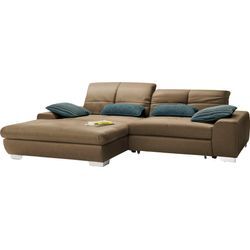 Ecksofa SET ONE BY MUSTERRING "SO 1200 inkl. Sitztiefen- & Rückenverstellung für hohen Sitzkomfort", braun (hellbraun gdu 4), B:276cm H:89cm T:198cm, 100% Polyester, Sofas, wahlweise mit Bettfunktion und Stauraum, L-Form, auch in Cord Bezug