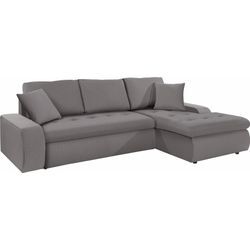 Ecksofa TRENDMANUFAKTUR "Indie II, tolle Detailverarbeitung, bequem und komfortabel im Sitz" Sofas Gr. B/H/T: 246cm x 86cm x 155cm, Struktur fein, Recamiere rechts, mit Bettfunktion, grau XL und XXL, wahlweise mit Bettfunktion, L-Form