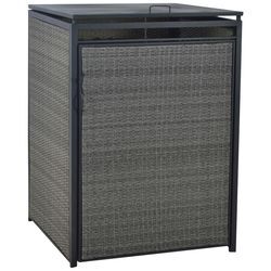 Mülltonnenbox MERXX "Basis Alu/Kunststoffgeflecht", grau, B:64cm H:107cm T:64cm, Geflecht Polyrattan, Aluminium, Aufbewahrungsboxen, für 120 Liter Mülltonne