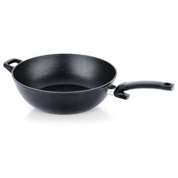 Wok FISSLER "Adamant", schwarz, Ø:32cm, Pfannen, induktionsgeeignet, kratzfeste Antihaft-Beschichtung, Made in Germany