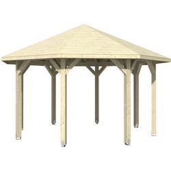 Holzpavillon SKANHOLZ "Nice 2", beige (natur), H: 330cm, Pavillons, Leimholz, 399 x 399 cm