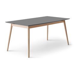 Esstisch HAMMEL FURNITURE "Meza Designtisch mit Auszugsfunktion und 2 Einlegeplatten", grau (graphit, naturfarben), B:210cm H:73,5cm T:100cm, Tischplatte: Graphit nanobehandeltes Fenix-Laminat (schwarzer Rand), Gestell: Weiß pigmentiertes Eiche, Mit nanobehandeltem Laminat, einer matten, seidigen Oberfläche, die Fingerabdrücke abweist und langlebig und hygienisch ist, Mit nanobehandeltem Laminat, 