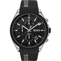 Chronograph BOSS "Velocity, 1513716", schwarz, Armbanduhren, Herren, Quarzuhr, Herrenuhr, Armbanduhr, Stoppfunktion, Silikonarmband