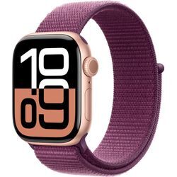 Smartwatch APPLE "Watch Series 10 Aluminium", rosa (pflaume, rosegold), Smartwatches, 42mm, Cellular, One-Size, Sport Loop, Topseller