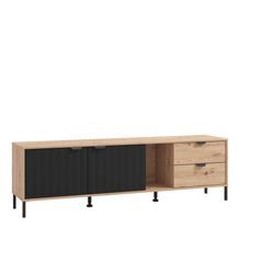 TV-Board HOME AFFAIRE "Vandea Lowboard, TV-Schrank, TV-Ständer, modernes Design" Sideboards Gr. B/H/T: 182,5cm x 54,5cm x 40cm, 2 St., schwarz (artisan eiche, schwarz) Trendfarben, Front in 3D-Optik