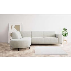 Ecksofa ANDAS "Vorby" Sofas Gr. B/H/T: 252cm x 80cm x 223cm, Chenille, Ottomane links, beige (natural) L-Form, Breite 252 cm, weicher Chenille-Stoff, schwarze Metallfüße