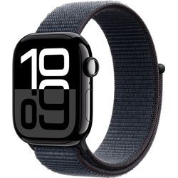 Smartwatch APPLE "Watch Series 10 Aluminium" Smartwatches Gr. 42mm, Cellular, One-Size, Sport Loop, schwarz (schwarz, schwarz)