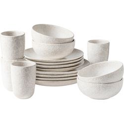 Kombiservice GIPFELSTÜCK "Geschirr-Set, Service Alpenwiese", beige (creme), 16 tlg., Steinzeug, Geschirr-Sets, jedes Teil ein Unikat