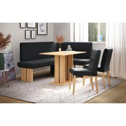 Eckbankgruppe HOME AFFAIRE "Emma Essgruppe Esszimmer Küche" Sitzmöbel-Sets Gr. B/H: 185 cm x 90 cm, Microfaser, Langer Schenkel links, schwarz (schwarz (romeo 8021)) Eckbank Tisch Stühle Landhaus