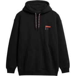 Kapuzensweatshirt SUPERDRY "UTILITY SPORT LOGO LOOSE HOOD" Gr. M, schwarz, Herren, Obermaterial: 80% Baumwolle, 20% Polyester, bedruckt, Sweatshirts