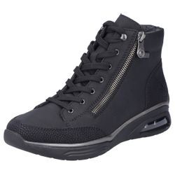 Sneaker RIEKER, Damen, Gr. 36, schwarz, Lederimitat, unifarben, sportlich, Schuhe, Freizeitschuh, Halbschuh, Schnürschuh mit riekerTEX-Membran