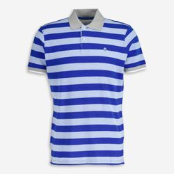 Blau gestreiftes Strick-Poloshirt