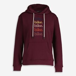 Dunkelroter Kapuzenpullover mit Bike-Aufschrift