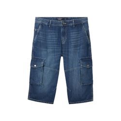 TOM TAILOR Herren Morris Overknee Shorts mit recycelter Baumwolle, blau, Uni, Gr. 30