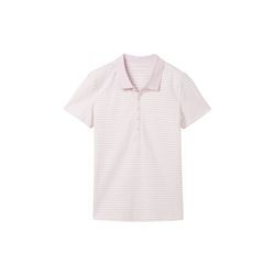 TOM TAILOR Damen Gestreiftes Poloshirt, rosa, Gestreift, Gr. XXL