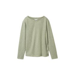 TOM TAILOR Damen Geripptes Sweatshirt, grün, Meliert, Gr. XXL