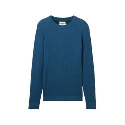 TOM TAILOR Herren Strickpullover aus Baumwolle, blau, Meliert, Gr. XXL