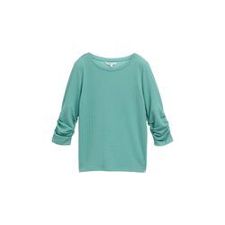 TOM TAILOR DENIM Damen 3/4 Arm Sweatshirt mit Struktur, grün, Uni, Gr. M