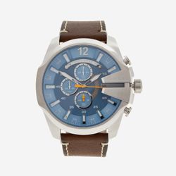 Braun-blaue DZ4458 Armbanduhr mit Lederarmband