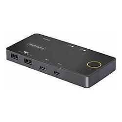 StarTech.com 2-Port USB-C KVM Switch, Single-4K 60Hz HDMI Monitor, Dual-100W Power Delivery Pass-through Ports, Bus Powered, USB Type-C/USB4/Thunderbolt 3/4 Compatible - Small Form Factor (C2-H46-UC2-PD-KVM) - KVM-Switch - 2 x KVM/Audio/USB - 1 lo...