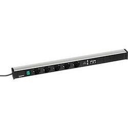 Steckdosenleiste Treston 683/3, 5-fach, 2 x USB-A & 2 x CAT6A, An/Aus-Schalter, 4,5 m langes Kabel, 16 A/250 V, B 683 x T 44 x H 52 mm, Aluminium