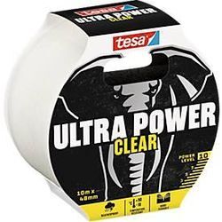 tesa® Montageband Ultra Power Clear, robust, temperatur-/wasser-/UV-beständig, von Hand einreißbar, 1 Rolle mit L 10 m x B 48 mm, transparent