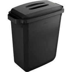 Abfallbehälter Durable Durabin Eco, 60 L, mit Deckel, 2 Tragegriffe, B 590 x T 282 x H 600 mm, recycelter Kunststoff in Qualität Blauer Engel, schwarz